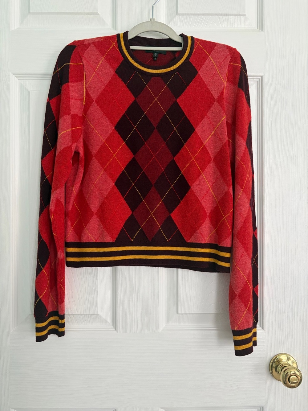 Rag & Bone Red Dex Argyle Sweater